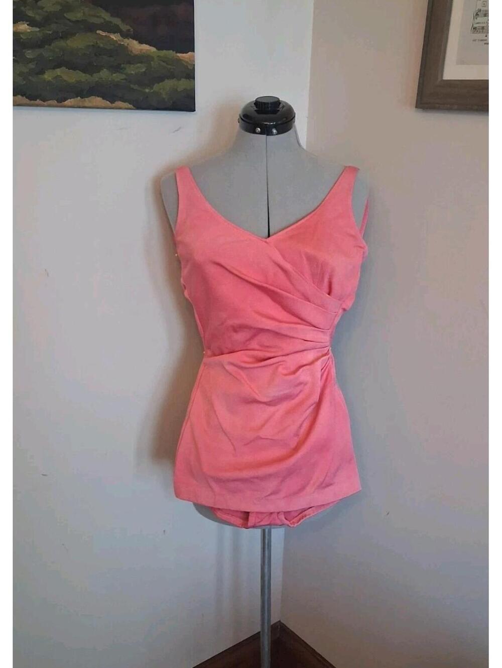 Vintage 50s/60s Swimsuit, Pink Barbie Catelina Suit Size S/M Retro Flattering